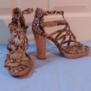 Report, Faux Snakeskin,Exotic Strappy Heels, Size 8.5